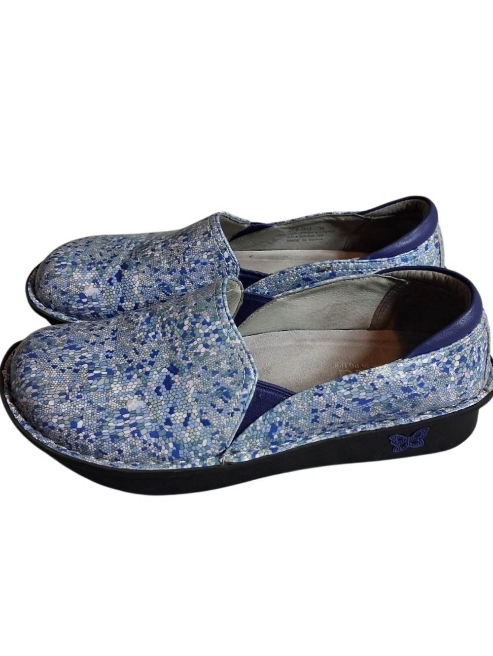 Alegria Debra Blue Geometric Clog US 9 M EUR 39 DEB 7813 Leather Upper & Lining